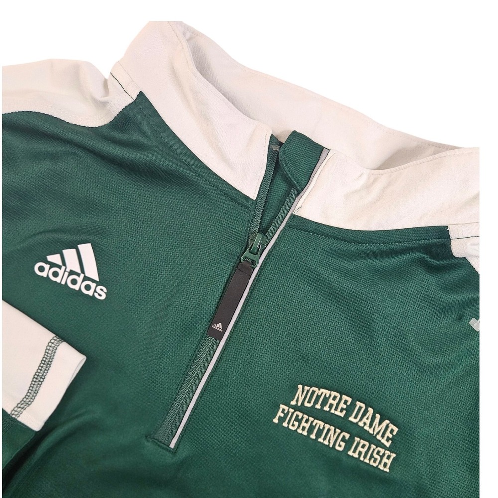 Adidas Notre Dame Fighting Irish Green White Quarter Zip Pullover Mens XL